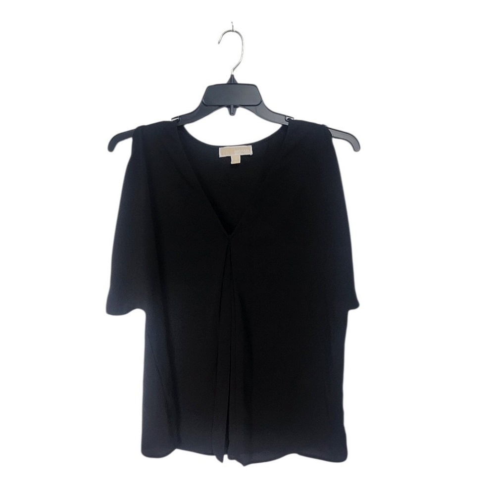 Michael Kors Cold Shoulder Blouse Women Medium Black Excellent‎